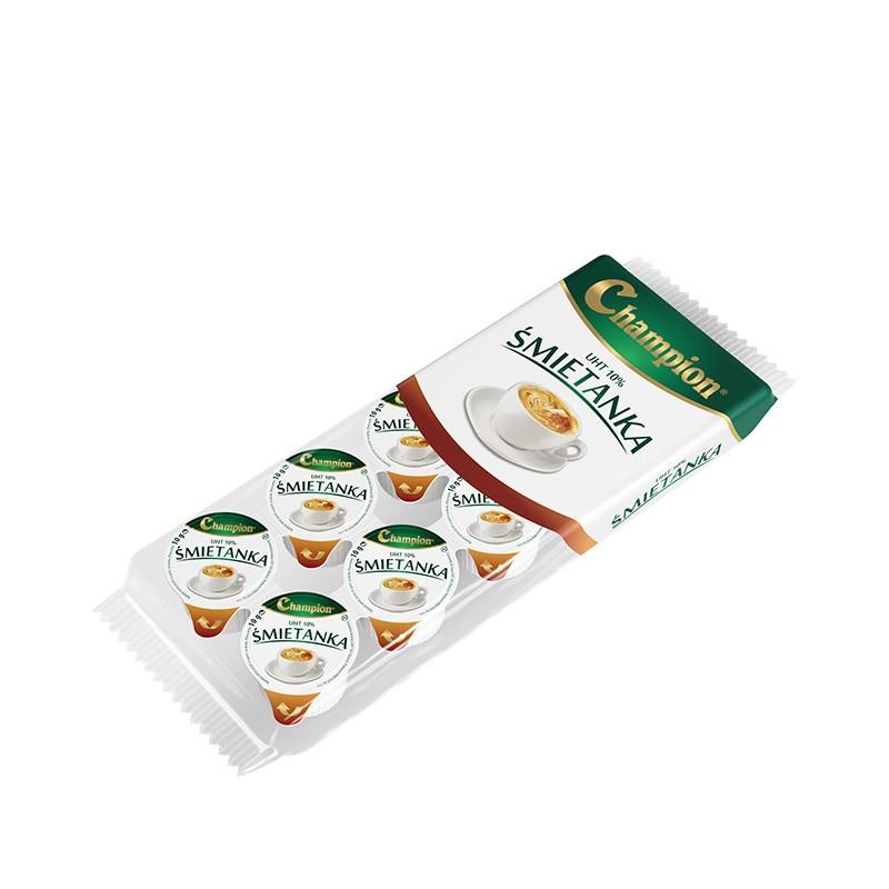 Porciones de nata de leche cuajada, UHT 10%. Envase: 10 x 10 g.