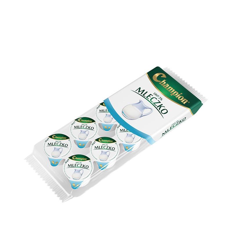 Porciones de leche campión UHT 2%. Envase: 10 x 10 g