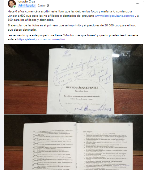 Primer ejemplar del libro "Mucho más que frases"