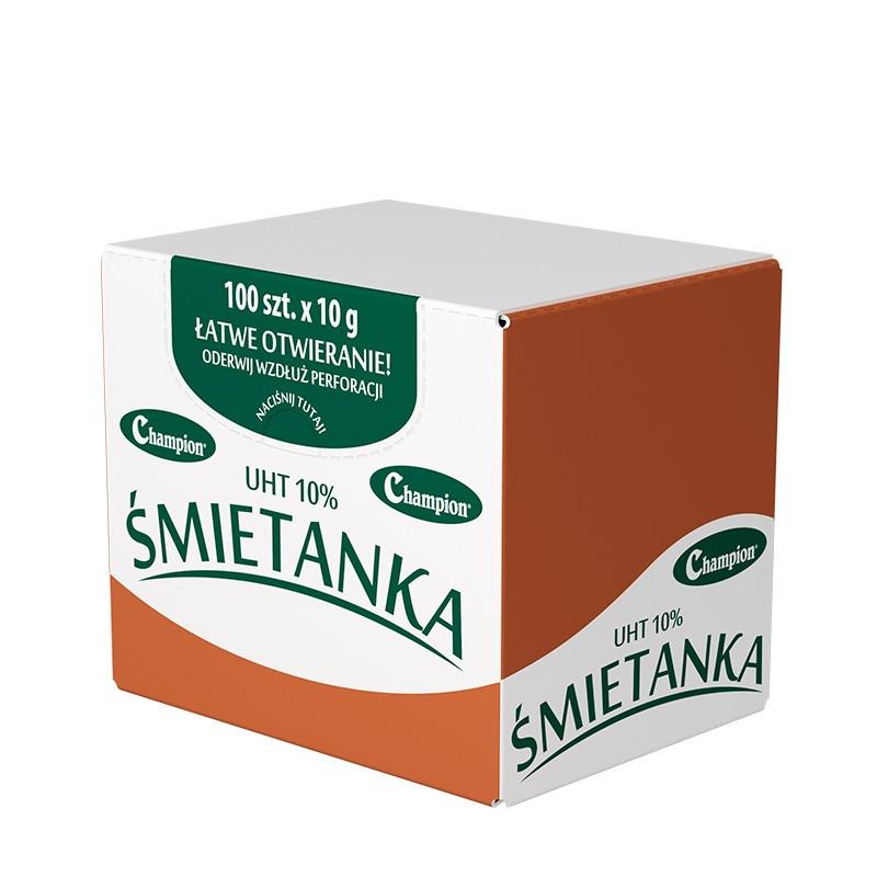 Porciones de nata de leche cuajada, UHT 10% Envase: 100 x 10 g.