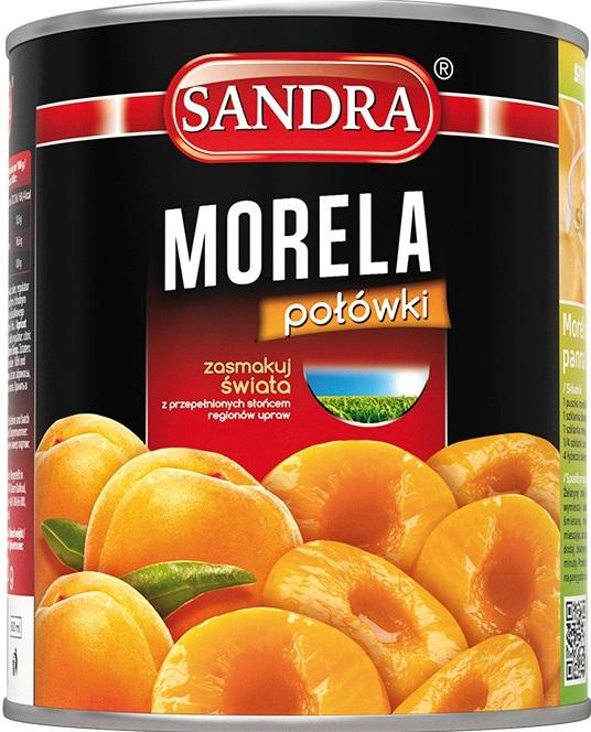 Mitades de albaricoques en almivar. Sandra. 850ml.