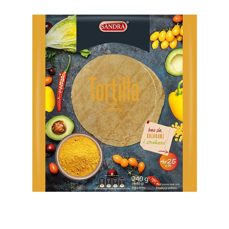 Tortillas de trigo con sabor a curri. Sandra. 4x25 cm.
