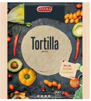 Tortillas de trigo.Sandra. 5x25 cm. 300g.