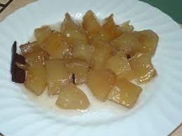 Dulce de fruta bomba verde.